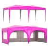 10'x20' EZ Pop Up Canopy Outdoor Portable Party Folding Tent with 6 Removable Sidewalls + Carry Bag + 6pcs Weight Bag Beige Pink