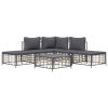 6 Piece Patio Lounge Set with Cushions Anthracite Poly Rattan