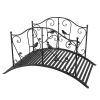 119*67*71cm Courtyard With Bird Pattern Arched Handrail Courtyard Iron Bridge Black