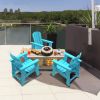 Small Size Adirondack Chair; Fire Pit Chair; Plastic Adirondack Chair Weather Resistant; Blue; 1 piece