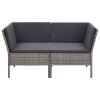 6 Piece Patio Lounge Set with Cushions Poly Rattan Gray