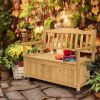 44inch Cedar Yard Storage Box With Backrest Armrest Bright Yellow