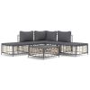 6 Piece Patio Lounge Set with Cushions Anthracite Poly Rattan