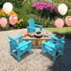 Small Size Adirondack Chair; Fire Pit Chair; Plastic Adirondack Chair Weather Resistant; Blue; 1 piece