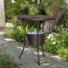Outdoor round wicker table with ice bucket
