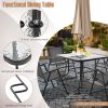 34 Inch Outdoor Dining Table Square Tempered Glass Table with 1.5 Inch Umbrella Hole