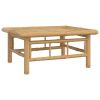 5 Piece Patio Lounge Set with Cream White Cushions Bamboo